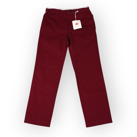 BOAST USA Mens 32x32 Patch Canvas Chino Pant Burgundy Wine Cotton Flat NWT - Picture 1 of 10